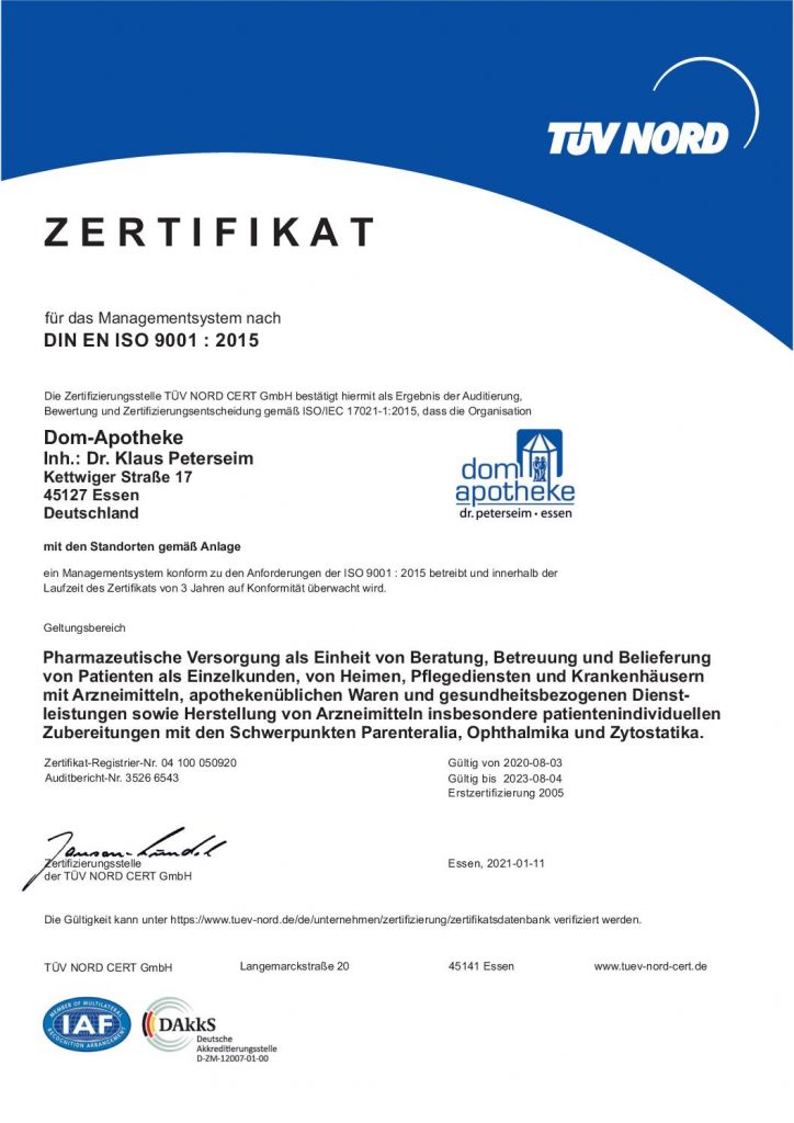 QM Zertifikat Dom-Apotheke 2020 bis 2023_04 100 050920 m. Anlage